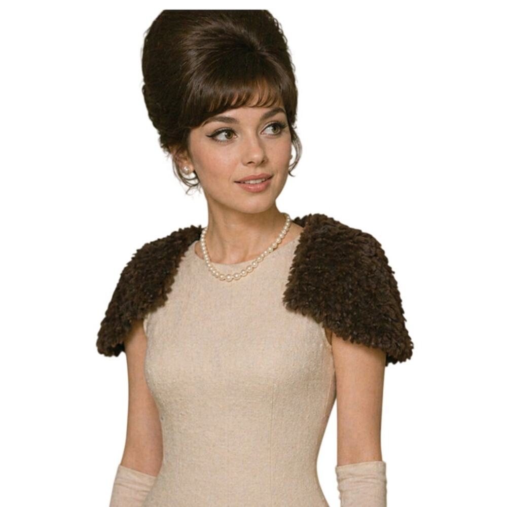 Vintage 60s Brown Fur Collar Capelet Wrap Hook Closure 16"